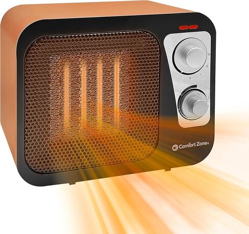 Comfort Zone Electric Retro Design Ceramic Space Heater, Adjustable Thermostat, 2 Heat Settings, Overheat Protection, Safety Tip-Over Switch, Portable for Home, Bedroom & Office Use, 1,500W, CZ470BKB in Kuwait