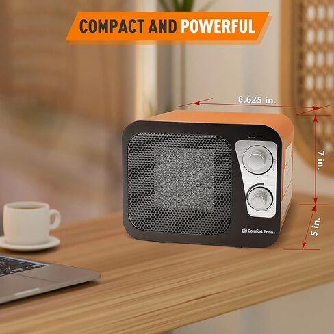 Comfort Zone Electric Retro Design Ceramic Space Heater, Adjustable Thermostat, 2 Heat Settings, Overheat Protection, Safety Tip-Over Switch, Portable for Home, Bedroom & Office Use, 1,500W, CZ470BKB in Kuwait