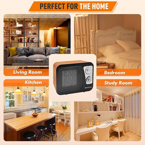 Comfort Zone Electric Retro Design Ceramic Space Heater, Adjustable Thermostat, 2 Heat Settings, Overheat Protection, Safety Tip-Over Switch, Portable for Home, Bedroom & Office Use, 1,500W, CZ470BKB in Kuwait