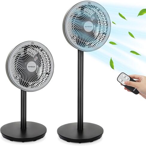 مروحة SONBION بقاعدة، مروحة أرضية هادئة مع جهاز تحكم عن بعد، مروحة كهربائية متذبذبة لغرفة النوم وغرفة المعيشة والمطبخ والمنزل والمكتب وثلاث سرعات وإعدادين للارتفاع ووظيفة المؤقت in Kuwait