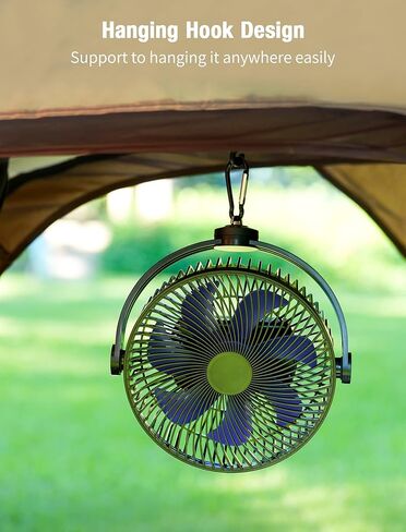 كوني مروحة قائمة 10000mAh محمولة قابلة لاعادة الشحن 8 انش تعمل بالبطارية مع خطاف خيمة ووقت عمل 37 ساعة وحامل ثلاثي القوائم قابل للتعديل بـ4 سرعات لغرفة النوم والسفر والصيد والشاطئ والتخييم in Kuwait