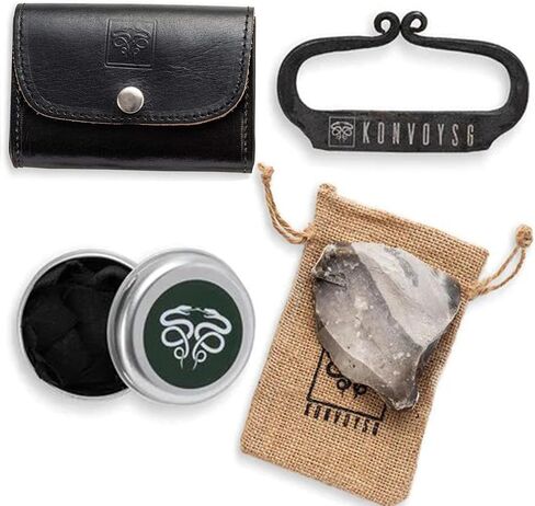 The Artisan Heritage Fire Kit – Hand-Forged Carbon Steel & English Flint in a Premium Top-Grain Leather Pouch in Saudi Arabia