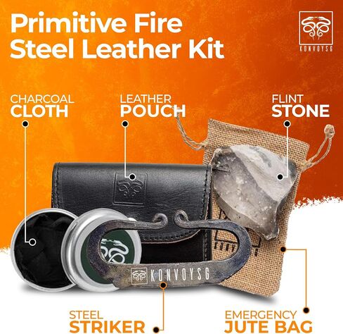 The Artisan Heritage Fire Kit – Hand-Forged Carbon Steel & English Flint in a Premium Top-Grain Leather Pouch in Saudi Arabia