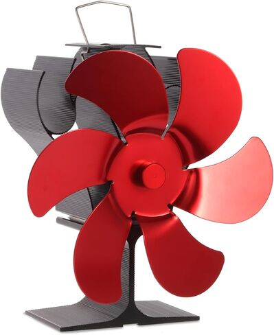 مروحة موقد خشبي تعمل بالطاقة الحرارية من Avoeco، مروحة مدفأة لموقد حرق الخشب، شفرة حمراء، دوران الهواء الدافئ، مروحة منشطة بالحرارة لحرق الخشب/الغاز/الحبيبات/موقد السجل/المدفأة، ملحقات موقد الخشب in Kuwait