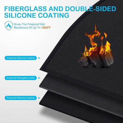 FLASLD Fireproof Fireplace Mat 24×42Inch Half Round Hearth Rug Protects Floors from Sparks Embers, Brown in Saudi Arabia