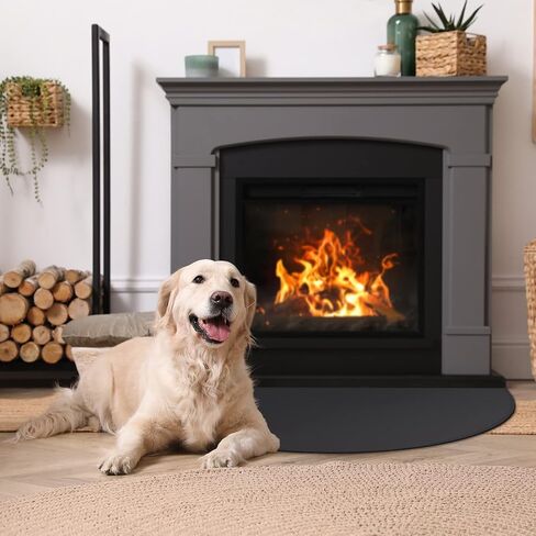 FLASLD Fireproof Fireplace Mat 24×42Inch Half Round Hearth Rug Protects Floors from Sparks Embers, Brown in Saudi Arabia
