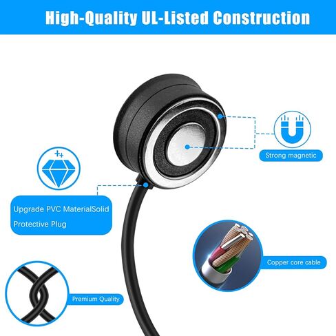 شاحن مغناطيسي بديل يناسب Shark VM252 VM252C QM250 VACMOP Pro ممسحة كهربائية لاسلكية للأرضيات الصلبة، كابل شحن مدرج 4.75 قدم/1.45 متر مع محول طاقة للشحن السريع والفعال in Kuwait