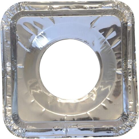 مقلاة تنقيط مربعة الشكل من الكروم من رينج كلين/ملصق أصفر (4 عبوات) مع 8 بطانات شعلة من الرقائق المعدنية in Kuwait