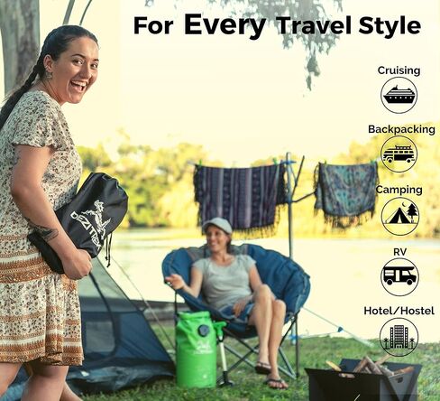 One Hand Wash Bag and Plunger Set - Off Grid Washing Machine Non Electric for Camping Travel | Eco Friendly Portable Manual Clothes in Kuwait