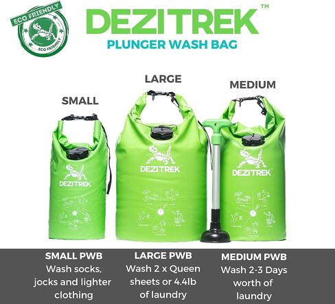 One Hand Wash Bag and Plunger Set - Off Grid Washing Machine Non Electric for Camping Travel | Eco Friendly Portable Manual Clothes in Kuwait