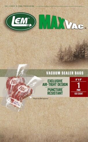 LEM Products MaxVac Quart Vacuum Sealer Bags, 8 x 12 Inches, Compatible with Major Vacuum Sealer Brands, 100 Count in Kuwait