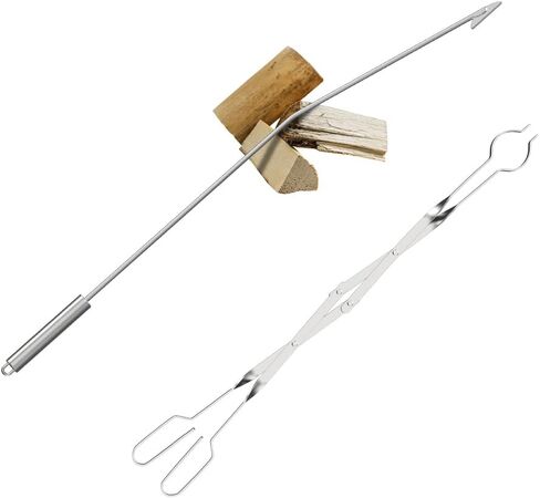 Fireplace Poker Grabber, Stainless Steel 40" Extra Long Fire Poker & 36" Firepit Tongs, Fireplace Tools for Fireplace, Camping, Wood Stove and Indoor Outdoor Use in Saudi Arabia