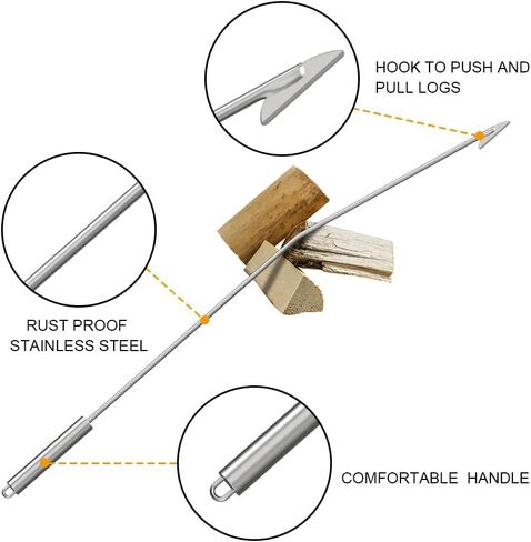 Fireplace Poker Grabber, Stainless Steel 40" Extra Long Fire Poker & 36" Firepit Tongs, Fireplace Tools for Fireplace, Camping, Wood Stove and Indoor Outdoor Use in Saudi Arabia