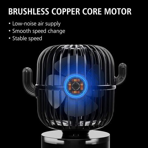Bilibala Cute Cactus USB Fan, Small Quiet Desk Fan, 80° Rotation Oscillating Fan, 3 Speeds Strong Airflow, Portable Fan for Bedroom, Office, Home, Personal Fan for Desktop Decor, Green Mini Table Fan in Saudi Arabia