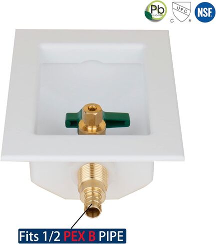 صمام صندوق مخرج صانع الثلج WHK مع مدخل PEX 1/2 بوصة، صندوق حائط صانع الثلج مع صمام إيقاف تشغيل 1/4 لتوصيل أنابيب PEX B (F1807) in Kuwait