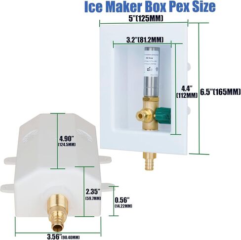 صمام صندوق مخرج صانع الثلج WHK مع مدخل PEX 1/2 بوصة، صندوق حائط صانع الثلج مع صمام إيقاف تشغيل 1/4 لتوصيل أنابيب PEX B (F1807) in Kuwait