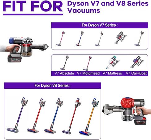 محول بطارية TenHutt Dysn V7/V8، تحويل لبطارية ليثيوم Devvolt 20V/Milwaukee 18V للمكنسة الكهربائية Dysn V7+V8، استبدال بطارية المكانس الكهربائية المحمولة Dysn V7 V8 Animal in Kuwait