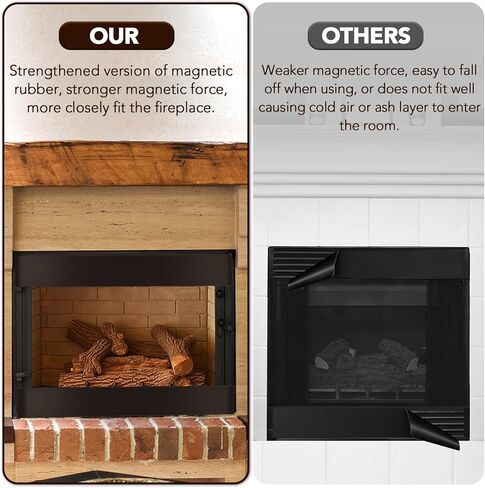 AceList 2Pcs Magnetic Fireplace Draft Stopper - Fireplace Cover - Fireplace Vent Cover to Block Cold Air and Prevent Heat Loss - Indoor Chimney Draft Blocker - Brown - 36 x 6 in Kuwait