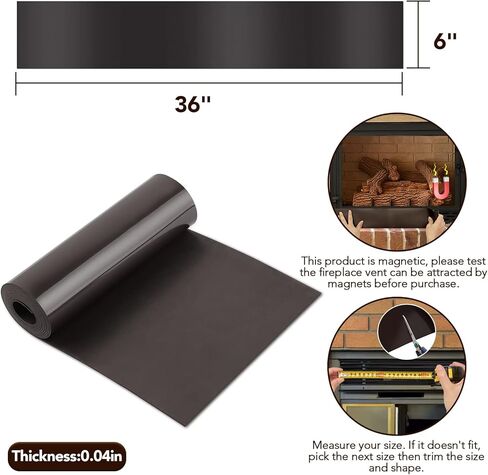 AceList 2Pcs Magnetic Fireplace Draft Stopper - Fireplace Cover - Fireplace Vent Cover to Block Cold Air and Prevent Heat Loss - Indoor Chimney Draft Blocker - Brown - 36 x 6 in Kuwait