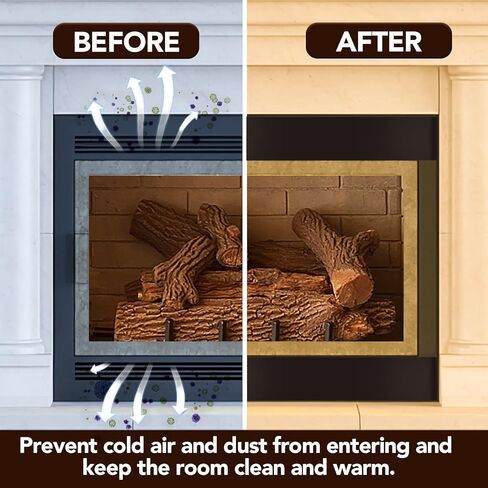 AceList 2Pcs Magnetic Fireplace Draft Stopper - Fireplace Cover - Fireplace Vent Cover to Block Cold Air and Prevent Heat Loss - Indoor Chimney Draft Blocker - Brown - 36 x 6 in Kuwait