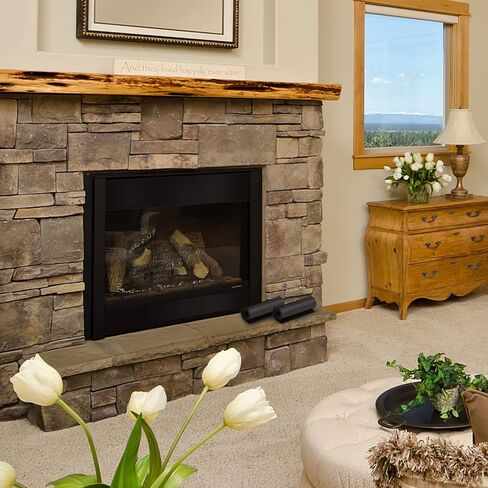 AceList 2Pcs Magnetic Fireplace Draft Stopper - Fireplace Cover - Fireplace Vent Cover to Block Cold Air and Prevent Heat Loss - Indoor Chimney Draft Blocker - Brown - 36 x 6 in Kuwait