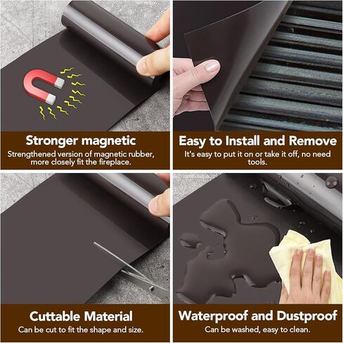 AceList 2Pcs Magnetic Fireplace Draft Stopper - Fireplace Cover - Fireplace Vent Cover to Block Cold Air and Prevent Heat Loss - Indoor Chimney Draft Blocker - Brown - 36 x 6 in Kuwait