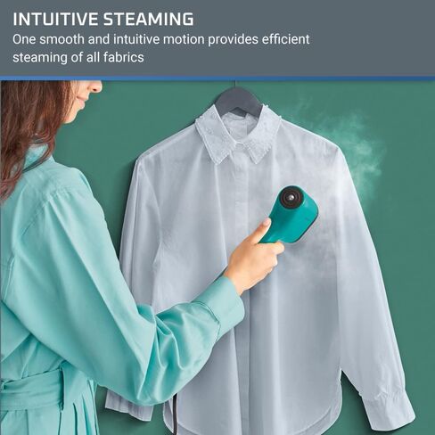 جهاز بخار محمول باليد من روينتا بيور بوب للملابس بوزن 1.5 رطل، تسخين 15 ثانية، سعة 2.3 أونصة 1150 واط محمول، كي، جهاز بخار للنسيج، جهاز بخار للملابس، أساسيات العطلات، يجب أن يكون للسفر أخضر DR2024 in Kuwait