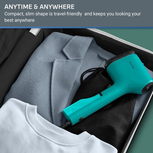 جهاز بخار محمول باليد من روينتا بيور بوب للملابس بوزن 1.5 رطل، تسخين 15 ثانية، سعة 2.3 أونصة 1150 واط محمول، كي، جهاز بخار للنسيج، جهاز بخار للملابس، أساسيات العطلات، يجب أن يكون للسفر أخضر DR2024 in Kuwait