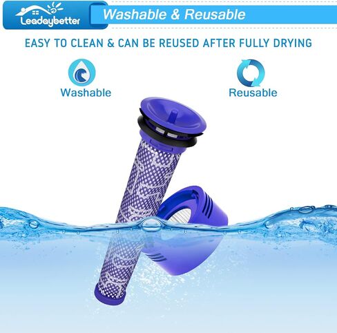 Leadaybetter Filter Replacement for Dyson V7 V8 SV10 Animal Absolute Cordless Stick Vacuum Cleaner, 2 Post & 2 Pre Filters Replacements, Compare to Part # 965661-01 & 967478-01 in Saudi Arabia