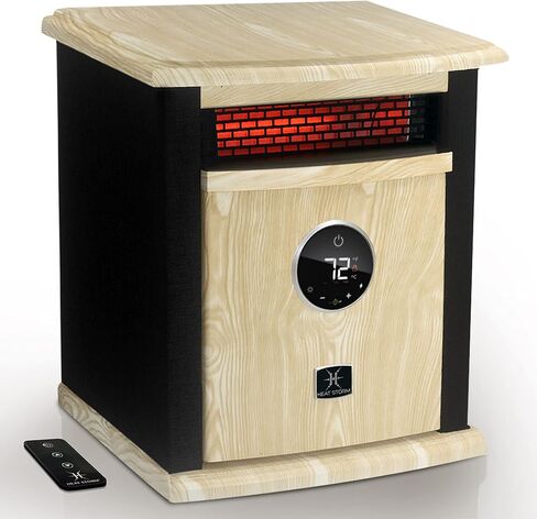 Heat Storm Portable Electric Space Heater, 1500-Watt Cabinet Infrared Quartz Element Heater With Digital Thermostat, Remote Control, washable Filter Modern Design (Beige) in Kuwait