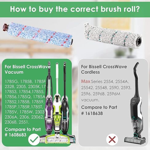 بدائل JORAIR متوافقة مع Bissell CrossWave، 3 أسطوانة فرشاة متعددة الأسطح 1868 + 3 مرشح فراغ 1866، مقارنة بالجزء 1608683، 160-8683، 1608684 in Kuwait
