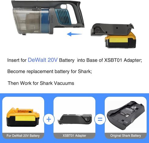محول بطارية TPDL لبطارية Shark XSBT750 XSBT700 XSBT620، يعمل لبطارية ليثيوم ديوالت 20 فولت تم تحويلها إلى مكنسة كهربائية Shark IZ462H IZ463H IZ201 IZ251 IZ482H IZ483H UZ365H IZ362H in Kuwait