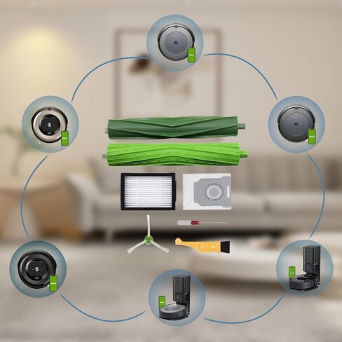29 قطعة غيار بديلة للمكنسة الكهربائية iRobot Roomba i7 i7+ i3 i3+ i4 i4+ i6 i6+ i8 i8+ j7 j7+/Plus E5 E6 E7، و3 مجموعات من الفرش المطاطية و8 مرشحات مكنسة كهربائية و8 فرش جانبية و10 أكياس مكنسة كهربائية in Kuwait