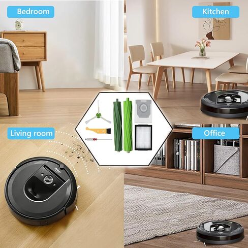 29 قطعة غيار بديلة للمكنسة الكهربائية iRobot Roomba i7 i7+ i3 i3+ i4 i4+ i6 i6+ i8 i8+ j7 j7+/Plus E5 E6 E7، و3 مجموعات من الفرش المطاطية و8 مرشحات مكنسة كهربائية و8 فرش جانبية و10 أكياس مكنسة كهربائية in Kuwait