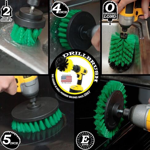 Drillbrush Multi-Surface Drill Brush Attachments Set for Car Interior, Bathroom, Flooring, Counters, Sinks, Siding, Garages, and More - Dishwasher Safe Drill Brush Car Detailing Kit Attachment Set in Kuwait