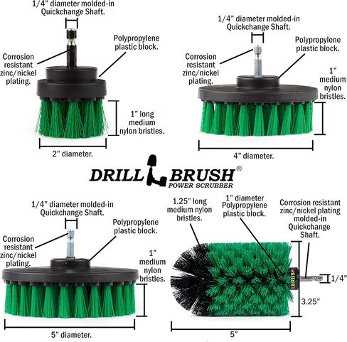 Drillbrush Multi-Surface Drill Brush Attachments Set for Car Interior, Bathroom, Flooring, Counters, Sinks, Siding, Garages, and More - Dishwasher Safe Drill Brush Car Detailing Kit Attachment Set in Kuwait