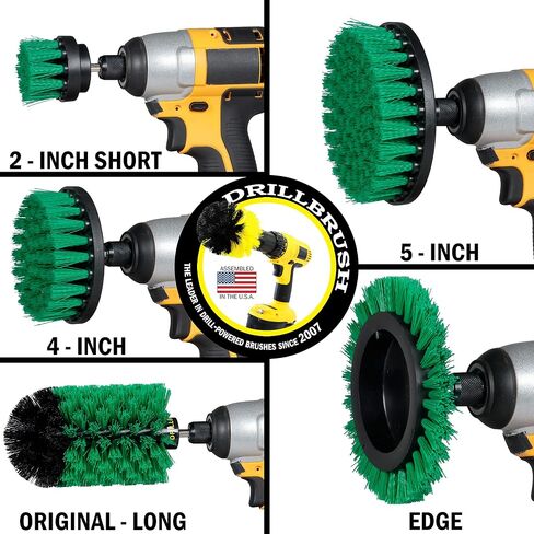 Drillbrush Multi-Surface Drill Brush Attachments Set for Car Interior, Bathroom, Flooring, Counters, Sinks, Siding, Garages, and More - Dishwasher Safe Drill Brush Car Detailing Kit Attachment Set in Kuwait