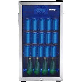 دانبي DBC117A1BSSDB-6 117 مركز علب المشروبات، 3.1 قدم مكعب. ثلاجة مشروبات قائمة بذاتها للطابق السفلي وتناول الطعام وثلاجة بار غرفة المعيشة مثالية للبيرة والبوب ​​والماء باللون الأسود/الرمادي