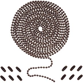 SmoTecQ Ceiling Fan Pull Chain, 120" Rust Proof Copper 3mm Beaded Extension Chains with 12 Matching Connectors, Bronze
