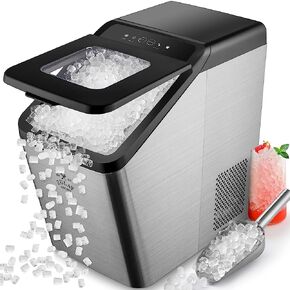Zulay 3X Size Soft Ice Maker with Water Line Hook Up - Extra Large Storage, 16 Cups of Chewable Ice with No Waiting - Self-Cleaning Pebble Ice Makers - Stainless Steel Sonic Nugget Ice Maker in Kuwait