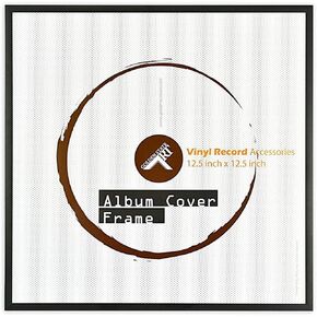 Golden State Art, Aluminum Album Frame Display 12.5x12.5 Vinyl Record, Brushed Metal Finish Records Frames, Acrylic Glass Front, for 12'' Album cover (1 Pack Black)