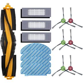 13 Pack Accessories Kit Fit for Yeedi Vac 2 Pro/Vac/Vac Max/Vac Station Robot Vacuum Replacement parts, 1 Main Brush, 6 side brushes, 4 HEPA filters, 1 cleaning brush and a screwdriver