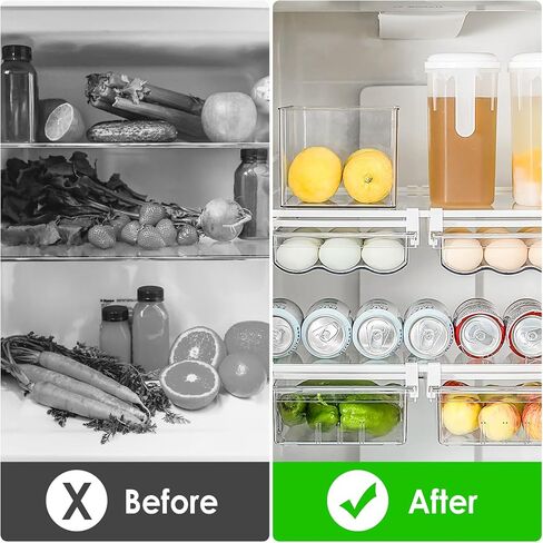 Refrigerator Egg Drawer,Large Capacity Snap-on Hanging Egg Holder Tray Drawer for Refrigerator Egg Container Adjustable and Space Saving Refrigerator Organizer Bins for Fridge Shelf Under 0.6 Inch in Saudi Arabia