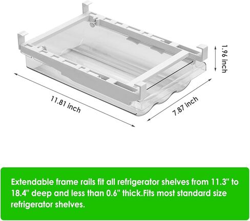 Refrigerator Egg Drawer,Large Capacity Snap-on Hanging Egg Holder Tray Drawer for Refrigerator Egg Container Adjustable and Space Saving Refrigerator Organizer Bins for Fridge Shelf Under 0.6 Inch in Saudi Arabia