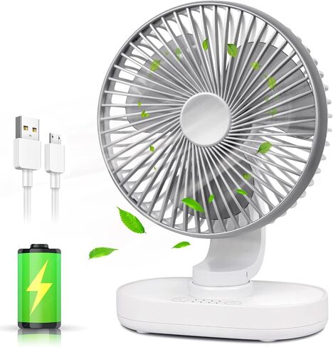 Small Oscillating Fan 3600mAh, Battery Operated Fan,Rechargeable Fan,Small battery powered fan ,Small fan, Oscillating Fan,Dual Adjustable Angle Desktop Air Circulate Fan with 4 Speed for Home Office in Saudi Arabia