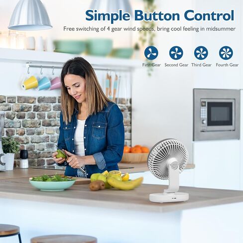 Small Oscillating Fan 3600mAh, Battery Operated Fan,Rechargeable Fan,Small battery powered fan ,Small fan, Oscillating Fan,Dual Adjustable Angle Desktop Air Circulate Fan with 4 Speed for Home Office in Saudi Arabia