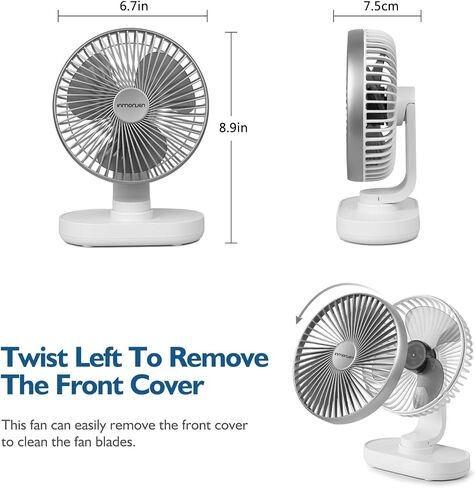 Small Oscillating Fan 3600mAh, Battery Operated Fan,Rechargeable Fan,Small battery powered fan ,Small fan, Oscillating Fan,Dual Adjustable Angle Desktop Air Circulate Fan with 4 Speed for Home Office in Saudi Arabia