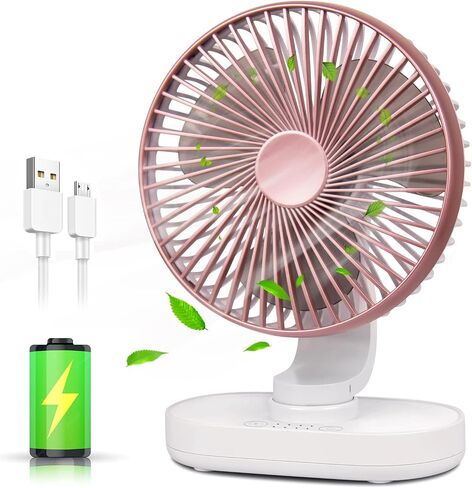 Small Oscillating Fan 3600mAh, Battery Operated Fan,Rechargeable Fan,Small battery powered fan ,Small fan, Oscillating Fan,Dual Adjustable Angle Desktop Air Circulate Fan with 4 Speed for Home Office in Saudi Arabia