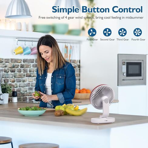 Small Oscillating Fan 3600mAh, Battery Operated Fan,Rechargeable Fan,Small battery powered fan ,Small fan, Oscillating Fan,Dual Adjustable Angle Desktop Air Circulate Fan with 4 Speed for Home Office in Saudi Arabia
