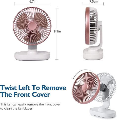 Small Oscillating Fan 3600mAh, Battery Operated Fan,Rechargeable Fan,Small battery powered fan ,Small fan, Oscillating Fan,Dual Adjustable Angle Desktop Air Circulate Fan with 4 Speed for Home Office in Saudi Arabia